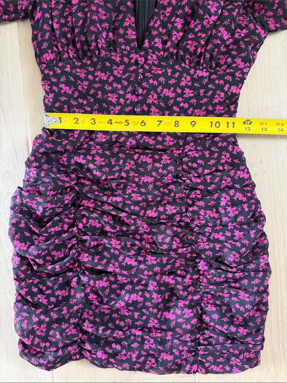 Runaway The Label Caitlan Mini Dress Floral Ruched Plunge V Neck Long Sleeve XS2 - Picture 5 of 7